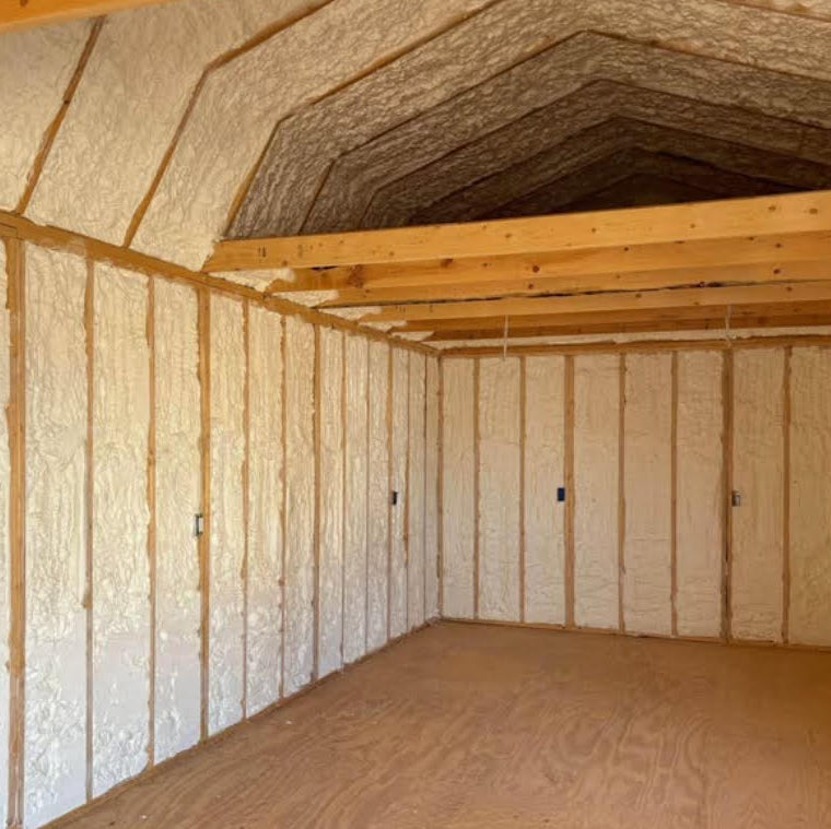 Spray foam insulation applied to rim joist and crawl space walls in Houston TX home